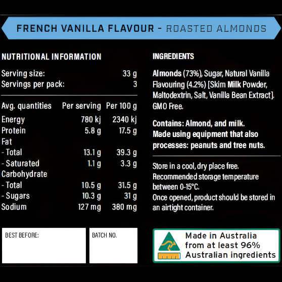 French Vanilla Flavour Almonds 100g