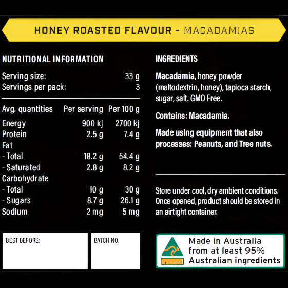 Honey Roasted Flavour Macadamias 100g