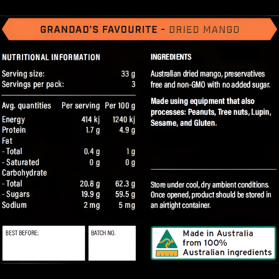 Grandad's Favourite Dried Mango 100g