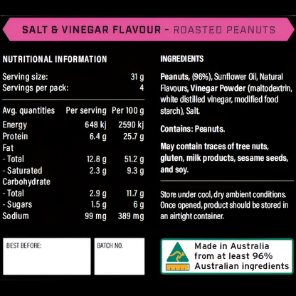 Salt & Vinegar Flavour Roasted Peanuts 125g