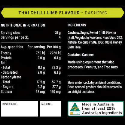 Thai Chilli Lime Flavour Cashews 125g