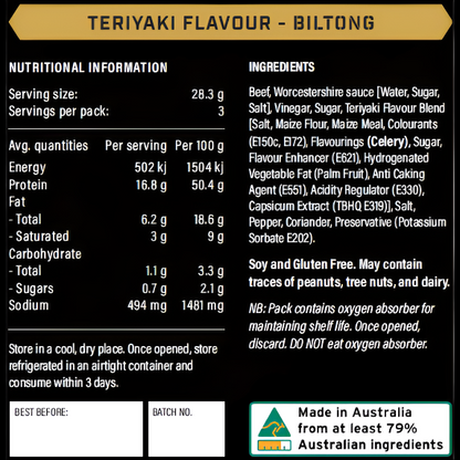 Teriyaki Flavour Beef Biltong 85g